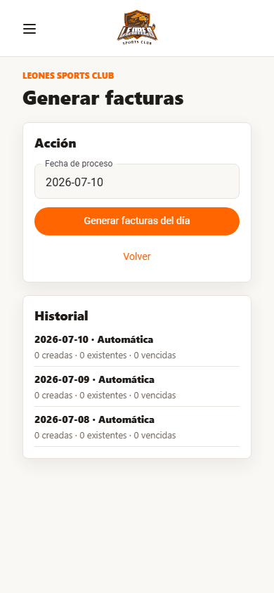 Admin Facturacion Generar