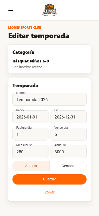 Admin Programas Temporada Season Basket 2026