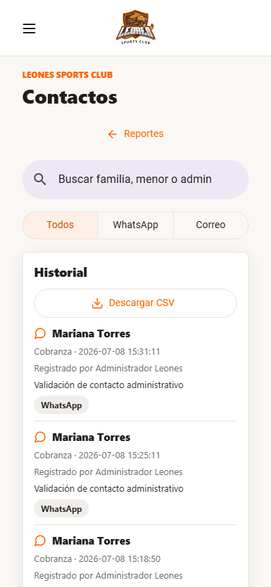 Admin Reportes Contactos