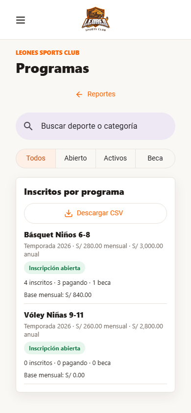 Admin Reportes Programas