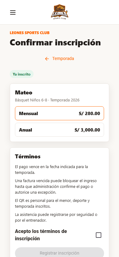 Parent Inscripcion Confirmar Child 001 Season Basket 2026